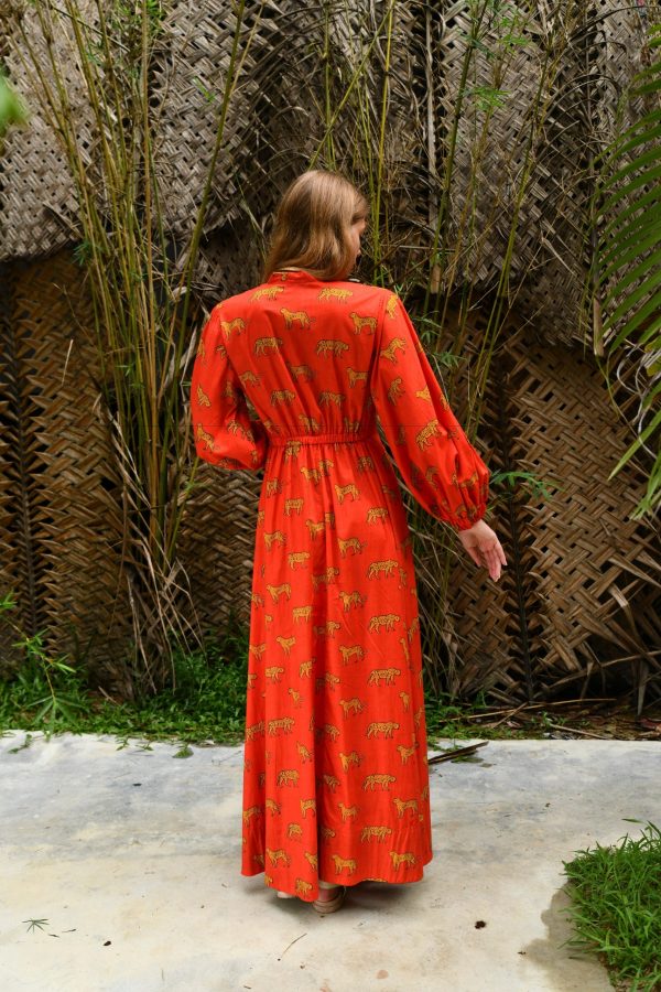 Red printed long sleeve dress - Image 2