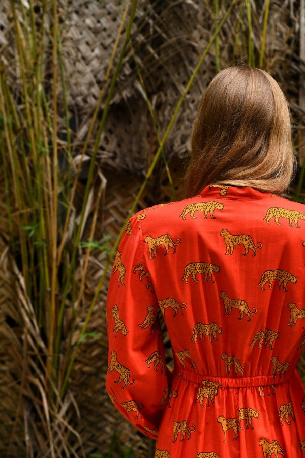 Red printed long sleeve dress - Image 4