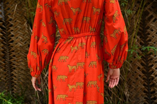 Red printed long sleeve dress - Image 5