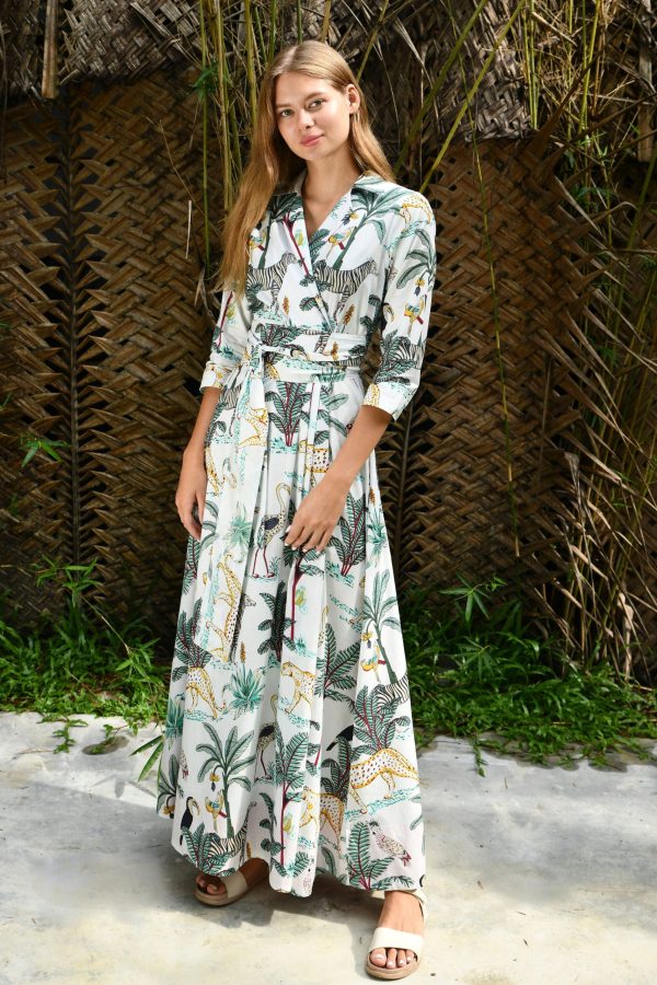 Zebra print wrap maxi dress