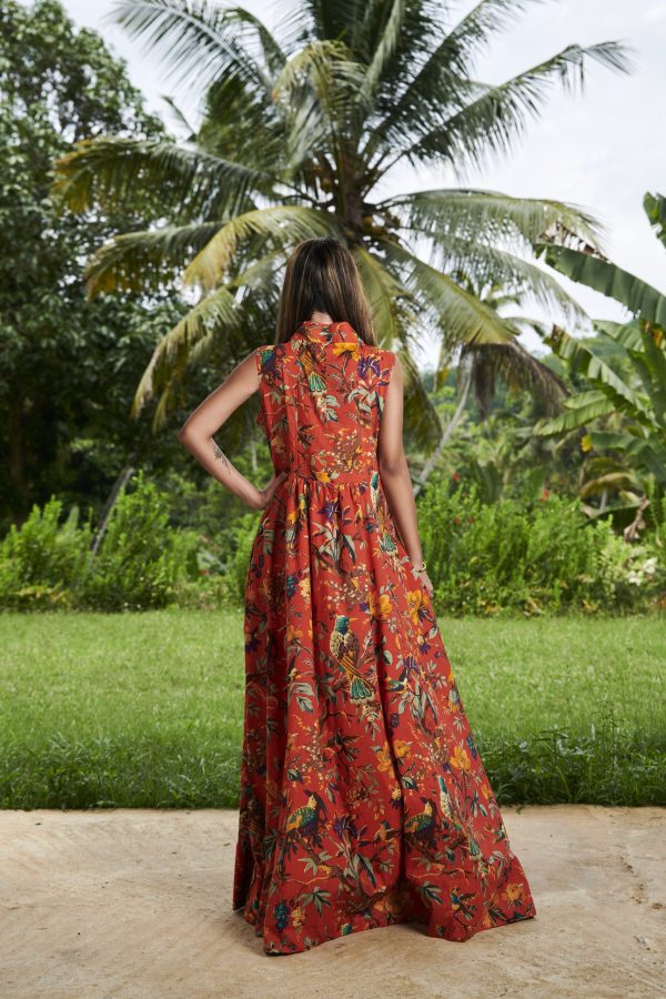 Red V-neck maxi dress - Image 3
