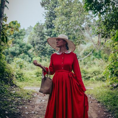 Women’s Long Red Linen Dress