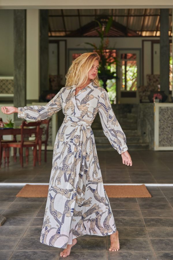 Cat print wrap maxi dress - Image 3
