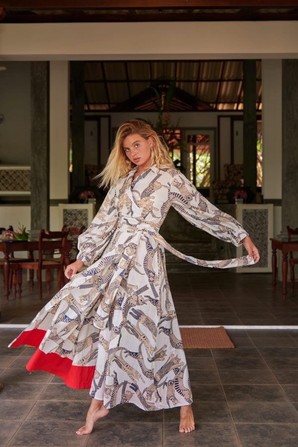 Cat print wrap maxi dress - Image 4
