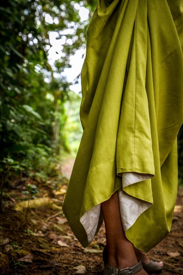 Green Linen Long Sleeve Dress - Image 2