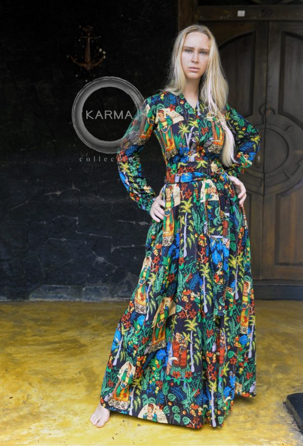 Floral print cotton long dress - Image 3