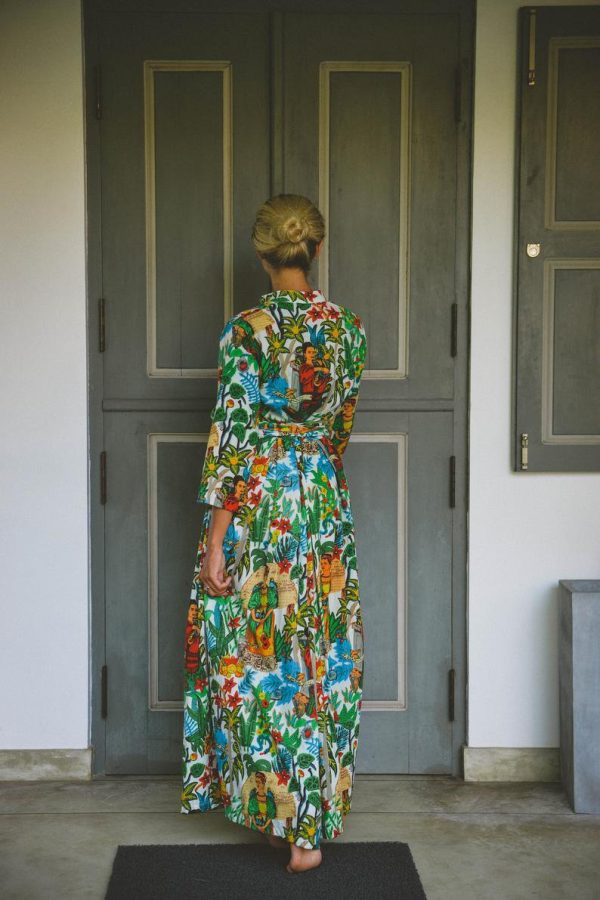 Floral print cotton long dress - Image 4