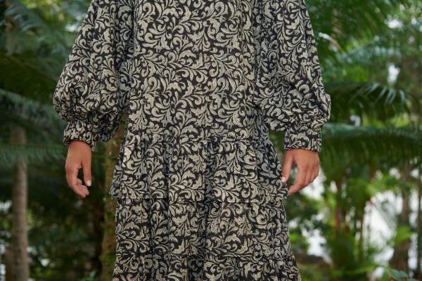 Ruffle Block Printed Midi Dress - Image 3