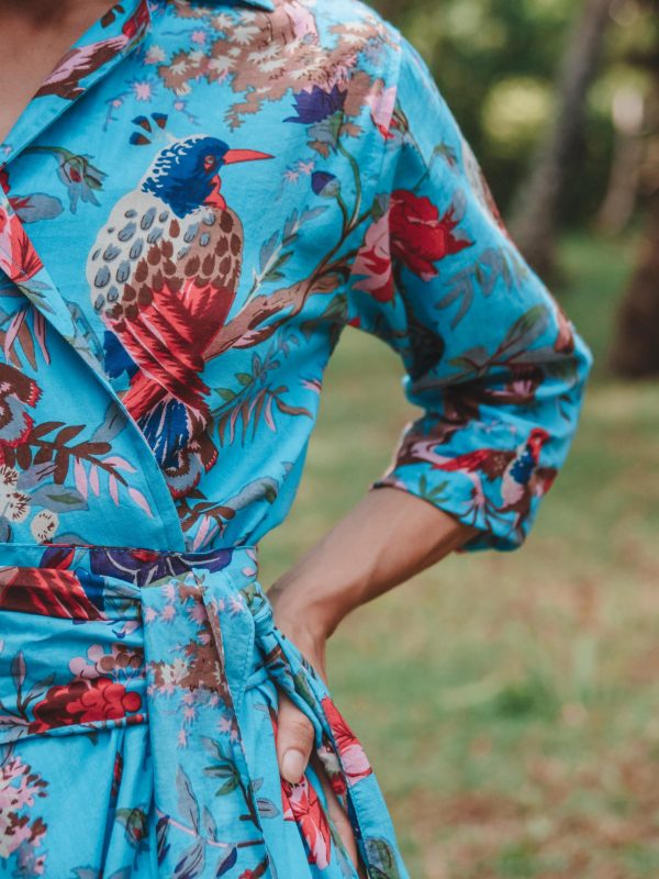 Blue floral wrap dress - Image 3