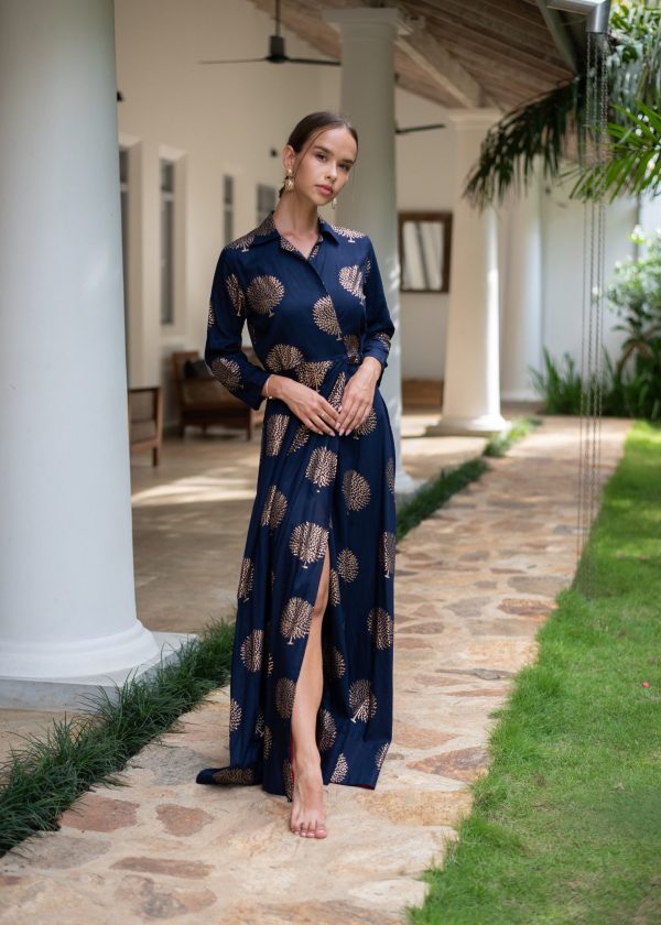 Gold Embossed Wrap Maxi Dress - Image 2