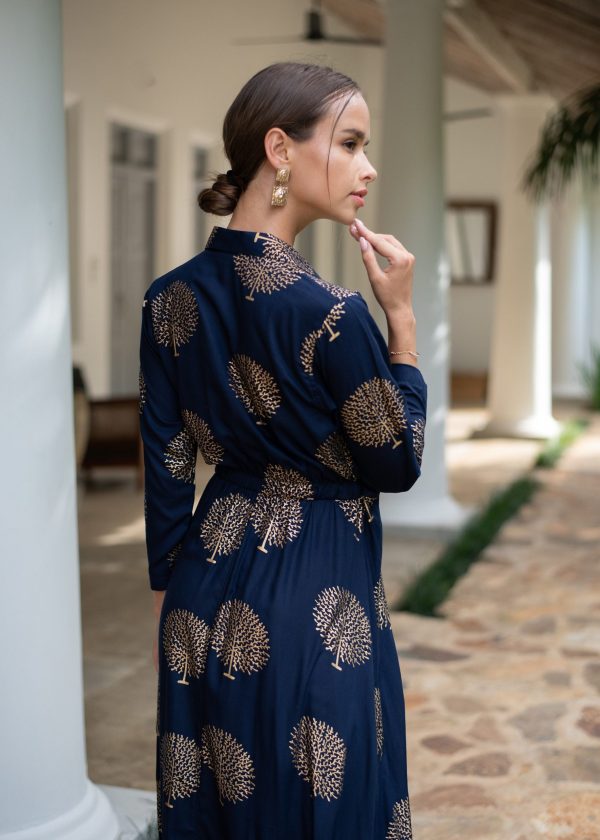 Gold Embossed Wrap Maxi Dress - Image 4