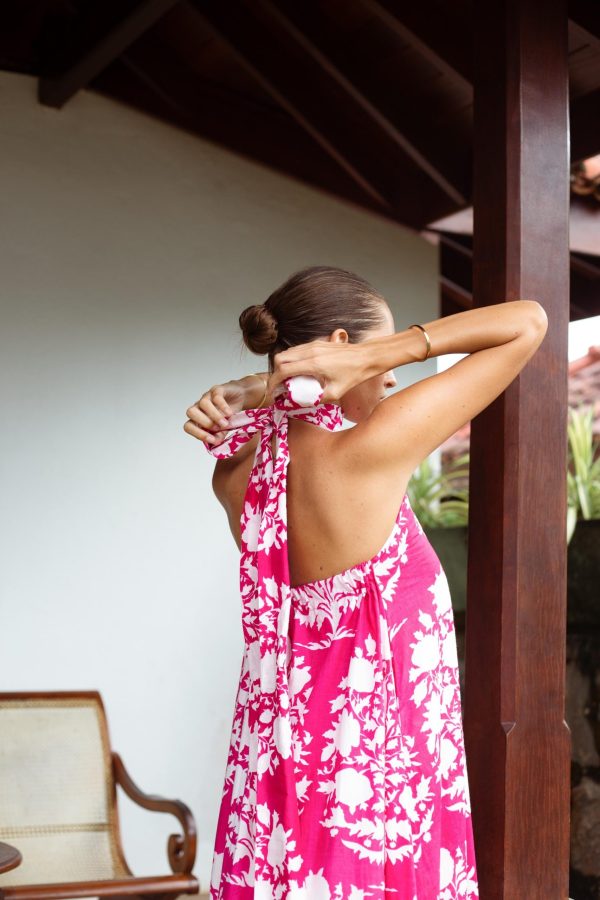 Pink halter back maxi dress - Image 2