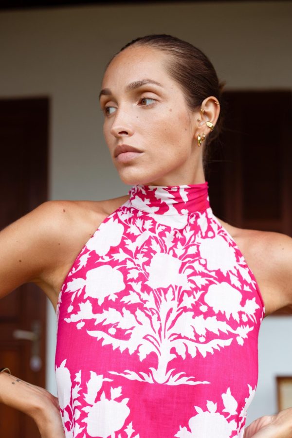 Pink halter back maxi dress - Image 3