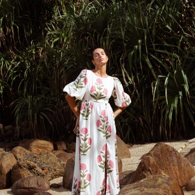 Floral print halter back maxi dress