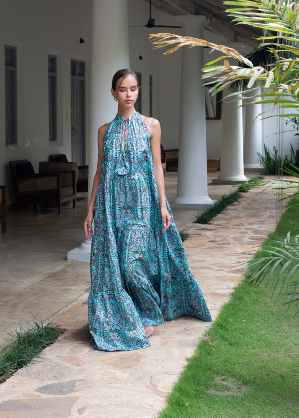 Women's Blue Layered Sleeveless Maxi Dress - Image 2