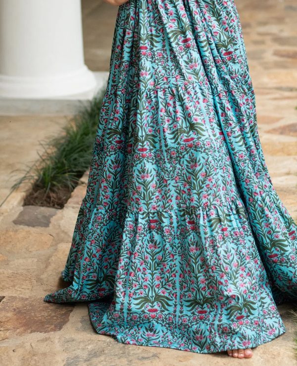 Women's Blue Layered Sleeveless Maxi Dress - Image 3