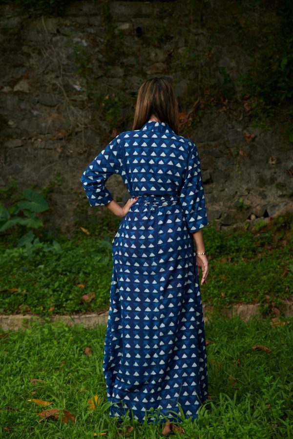 Indigo Triangle Print Wrap Maxi Dress - Image 2