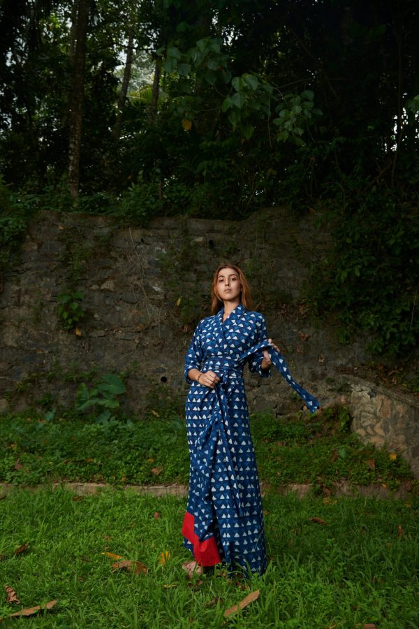 Indigo Triangle Print Wrap Maxi Dress - Image 3