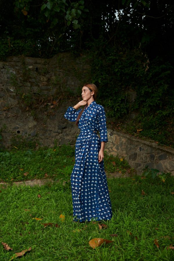 Indigo Triangle Print Wrap Maxi Dress - Image 4