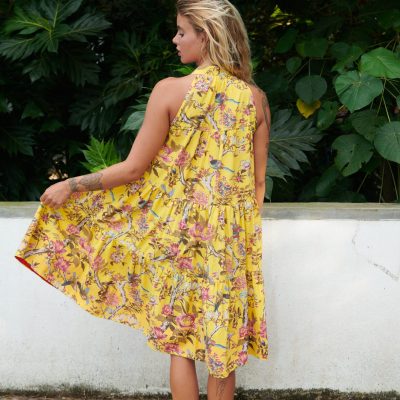 Floral print halterneck short dress
