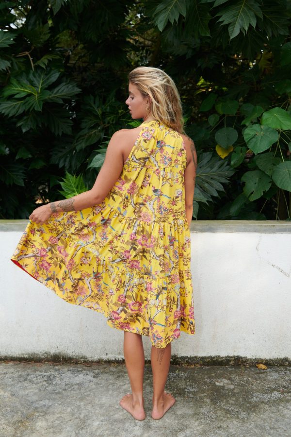 Floral print halterneck short dress