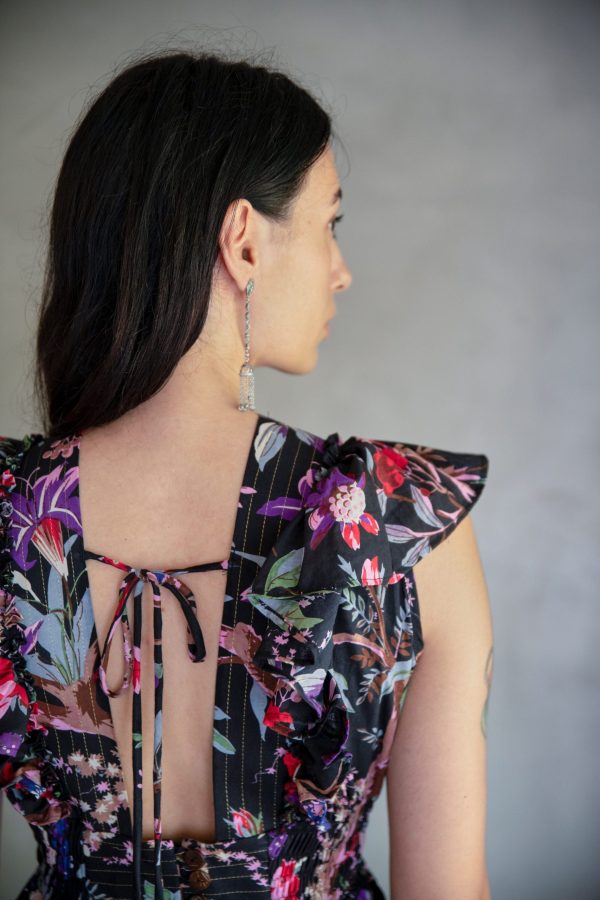 V-neck ruffle sleeveless dress - Image 3